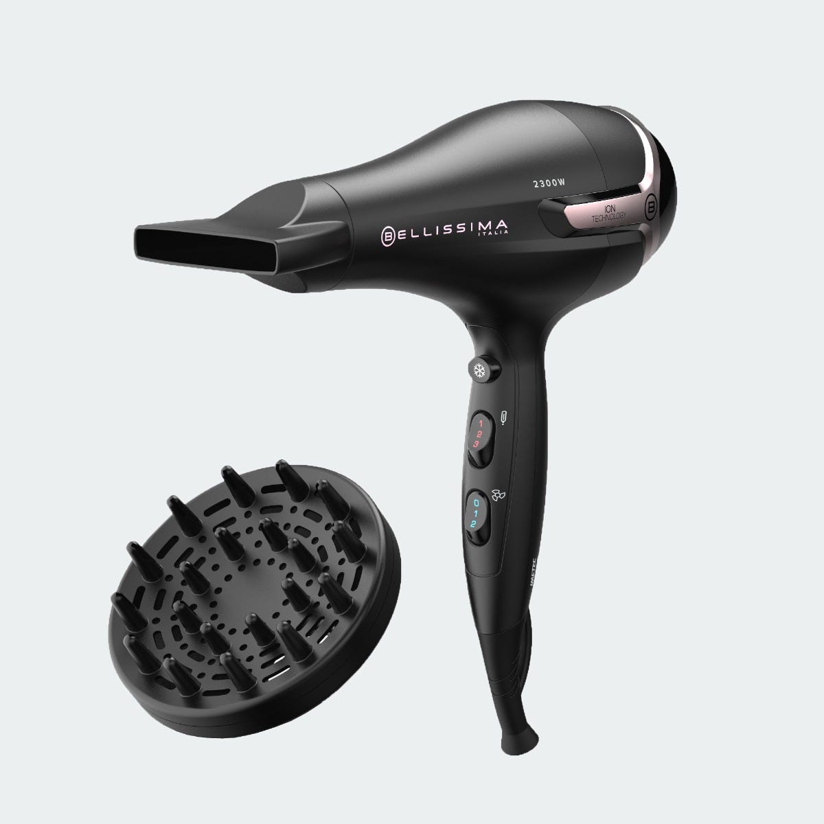 Sèche-cheveux anti-frisottis avec diffuseur et technologie ionique