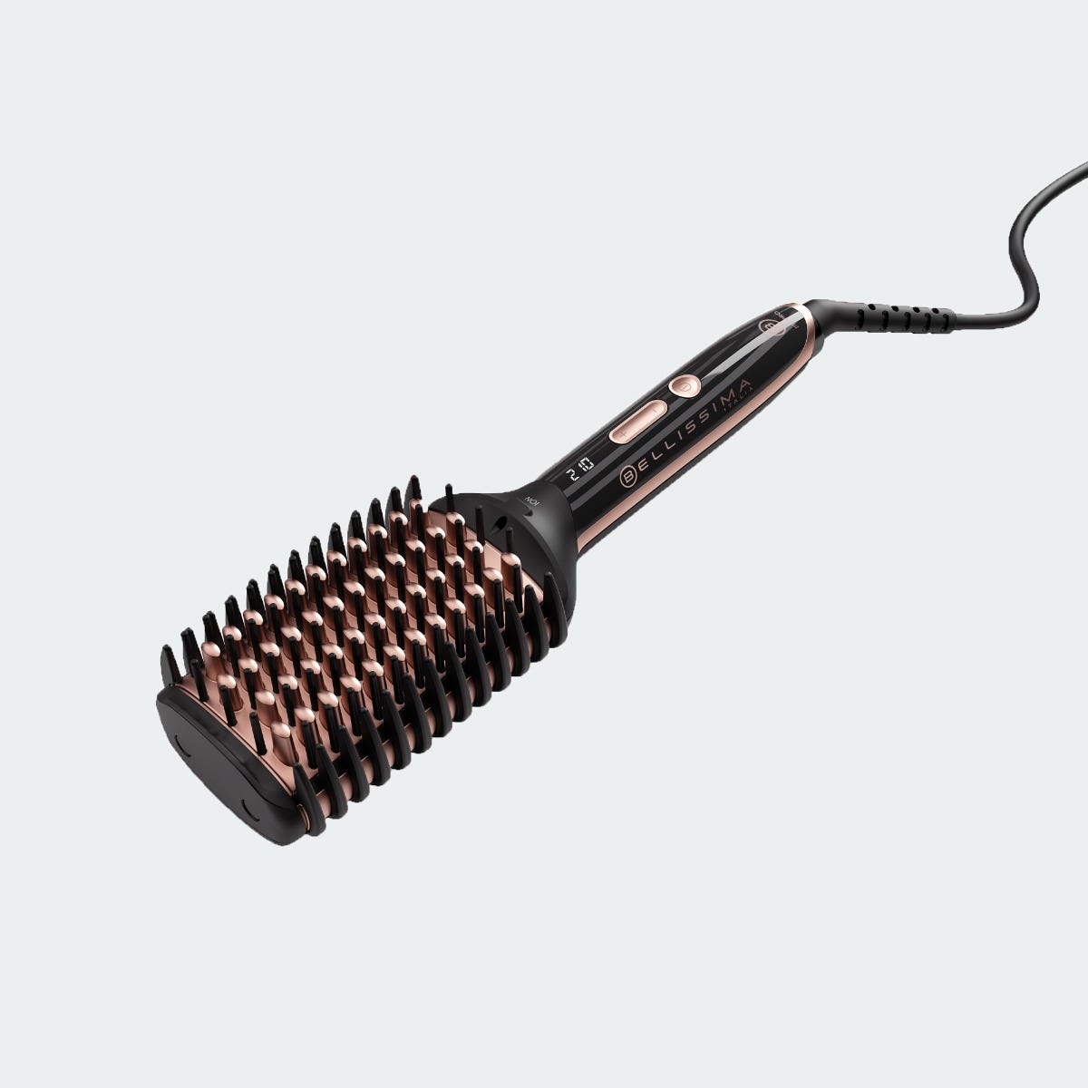 Professional straightening heated brush with ions and ceramic