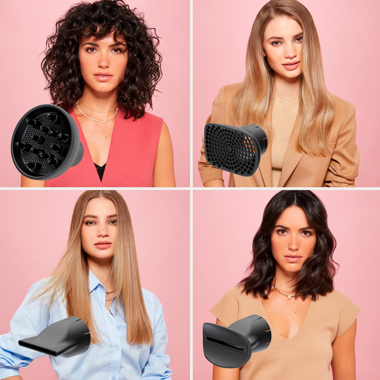 Kit asciugacapelli professionale con accessori Creativity 4 You® e spazzola ad aria calda con ioni, ceramica e cheratina Air Wonder® 8 in 1