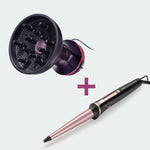 Kit diffusore ad aria calda con Ceramic Diamond & Keratin Diffon Cyber Glam® e ferro arricciacapelli conico rivestito in ceramica Iconic Curls