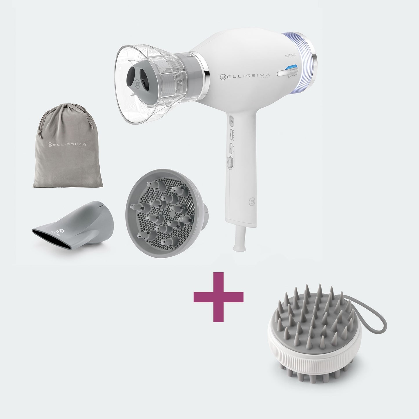 Kit asciugacapelli professionale con ossigeno attivo Oxy Ritual® e spazzola per massaggio al cuoio capelluto Scalp Care
